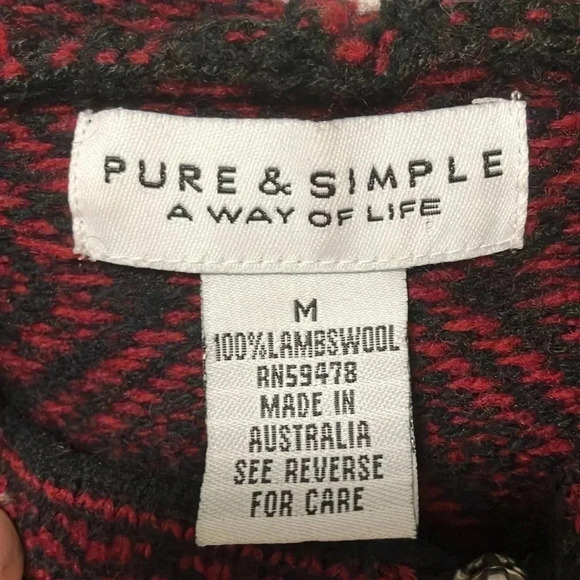 Pure & simple  100% lambswool black red full zip hooded cardigan sweater jacket - Picture 4 of 6